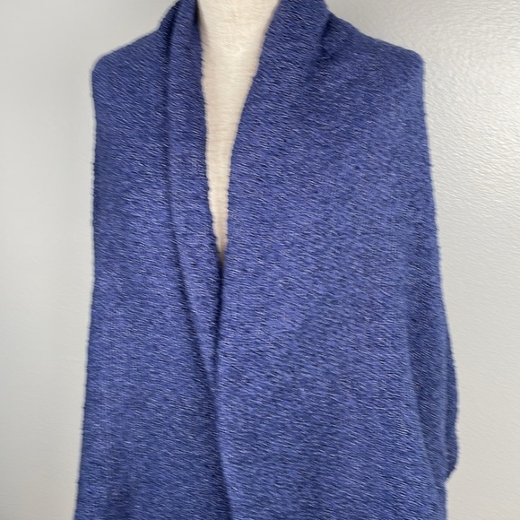 Free People Blue fringe blanket scarf New with Tags one size - Picture 2 of 8